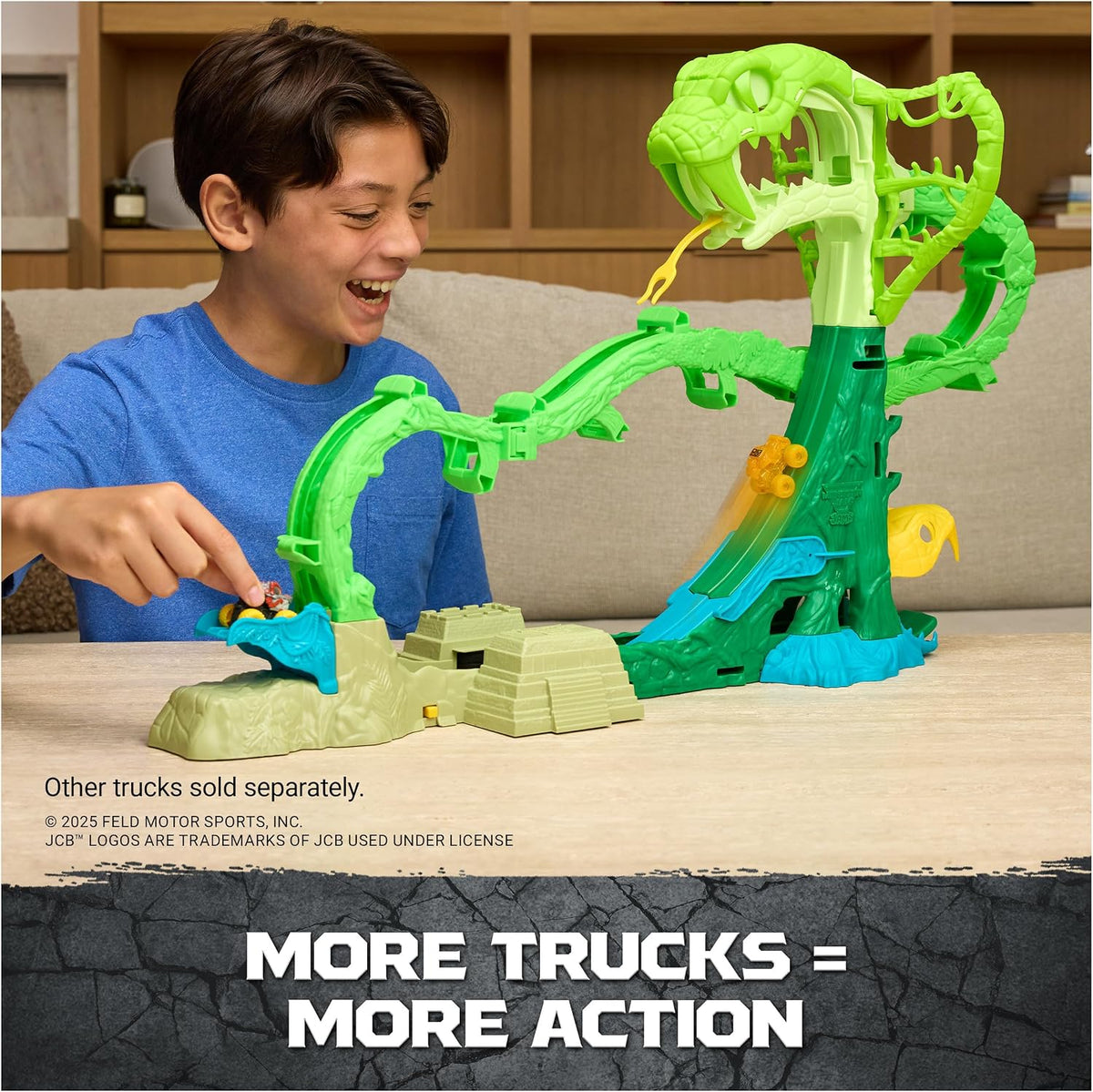 Monster Jam Mini Jams Cobra's Crazy Escape Motorized Playset with Exclusive Mini Trucks, Cobra Track Set for Kids Ages 3 and Up