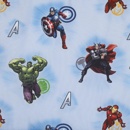 Marvel Avengers Toddler Nap Mat Sheet, Fitted Daycare Cot Cover, Light Blue