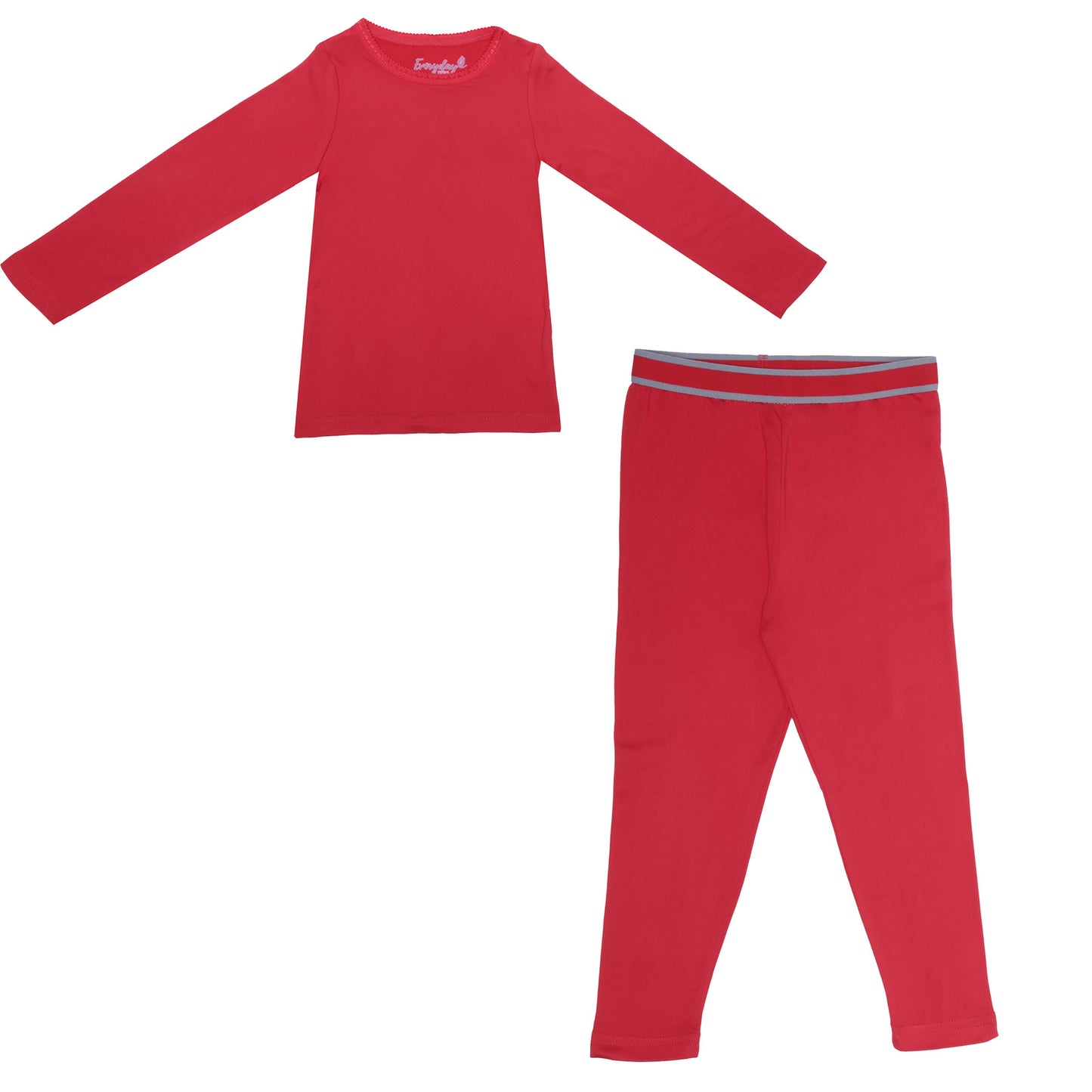 EVERYDAY KIDS Girls Red Thermal Top and Bottom Underwear Set