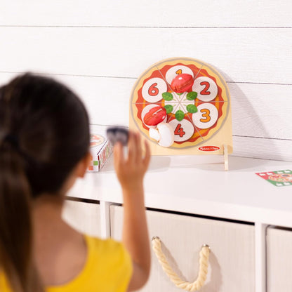 Melissa & Doug Wooden Pizza Topping Toss Game, Double-Sided Bean Bag Target & Learning Activity for 1–2 Players, Kids Ages 3+