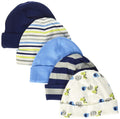 Gerber Baby Boys 5-Pack Caps - Safari (0-6 Months)