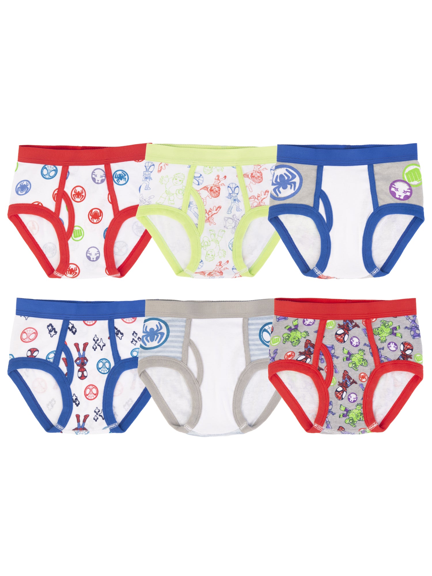 Marvel Spidey & His Amazing Friends Toddler Boys 6-Pack Briefs – Soft Cotton Underwear Set