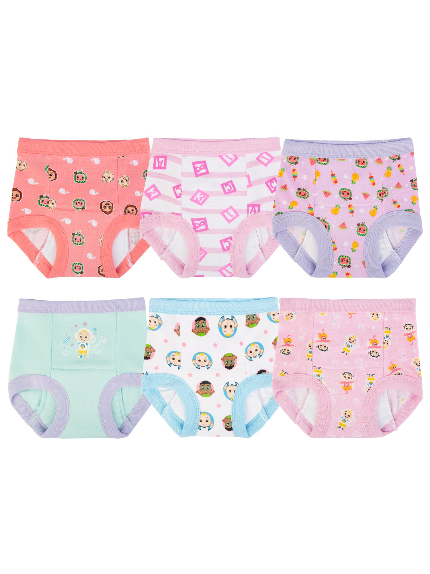 CoComelon Toddler Girls 6-Pack Training Pants – Cotton Potty Training Underwear with Bonus Sticker Chart