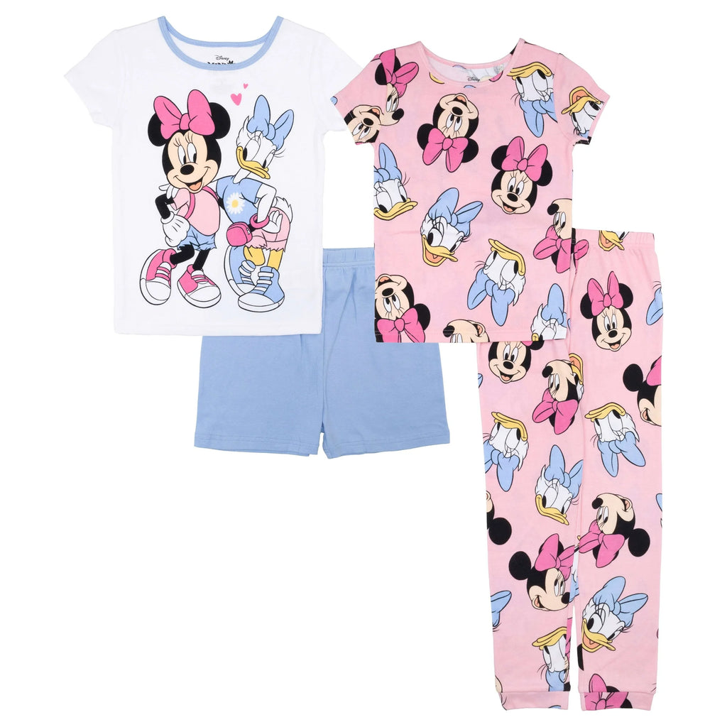Minnie Mouse 4 Piece Girls Short Sleeve and Pant Pajama Set