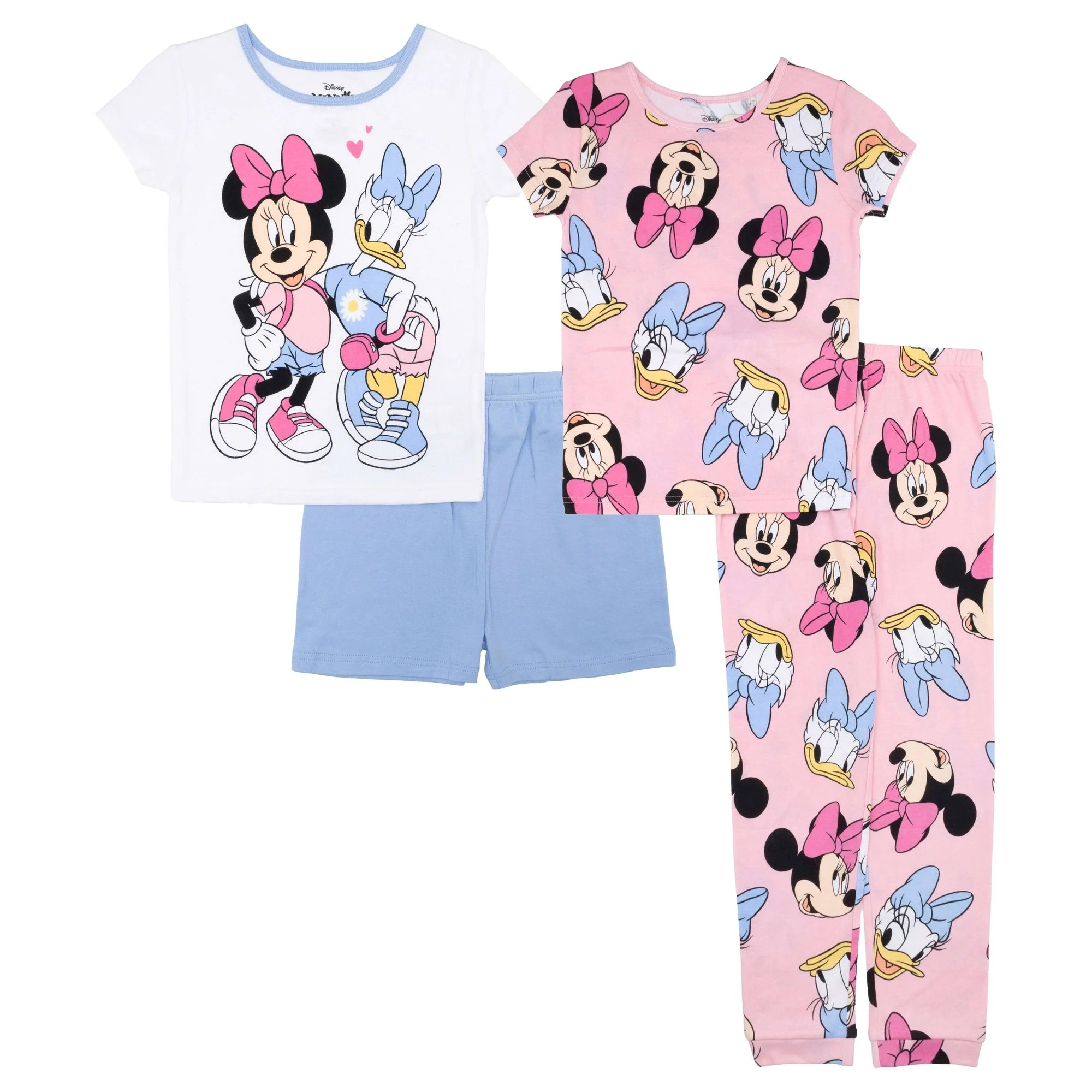 Minnie Mouse 4 Piece Girls Short Sleeve and Pant Pajama Set