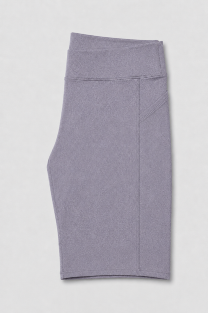 New York Laundry Women's 7-Inch High-Waisted Biker Shorts with Side Pockets, Heather Grey