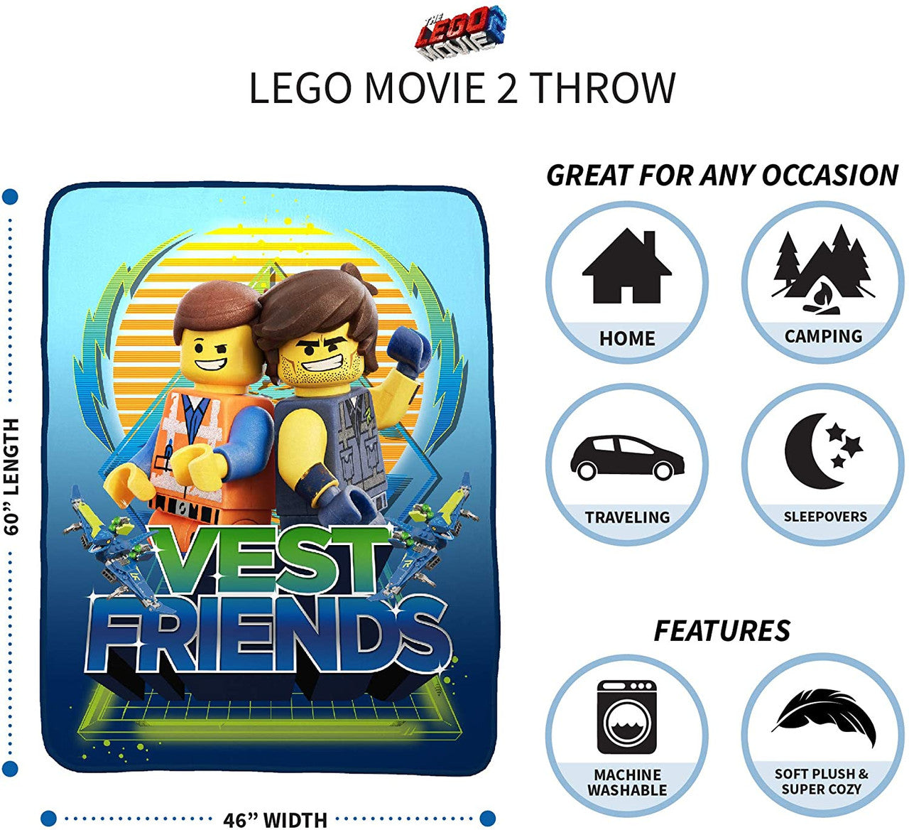 LEGO Movie 2 'Vest Friends' Throw
