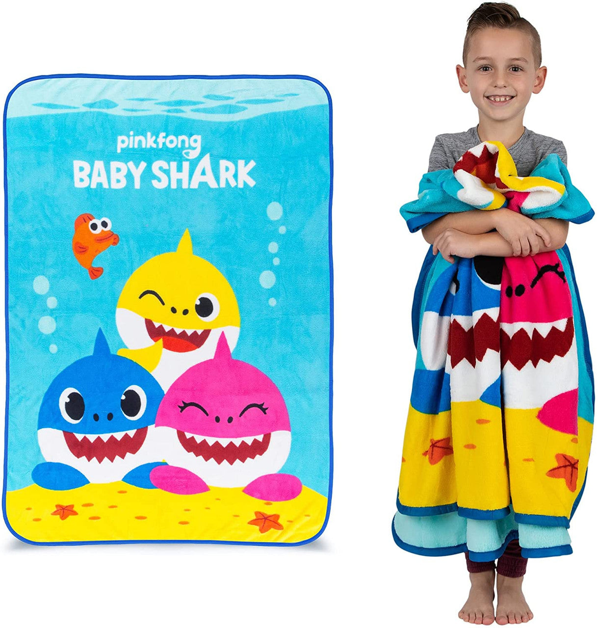 Baby Shark Kids Microfiber Coral Fleece Throw