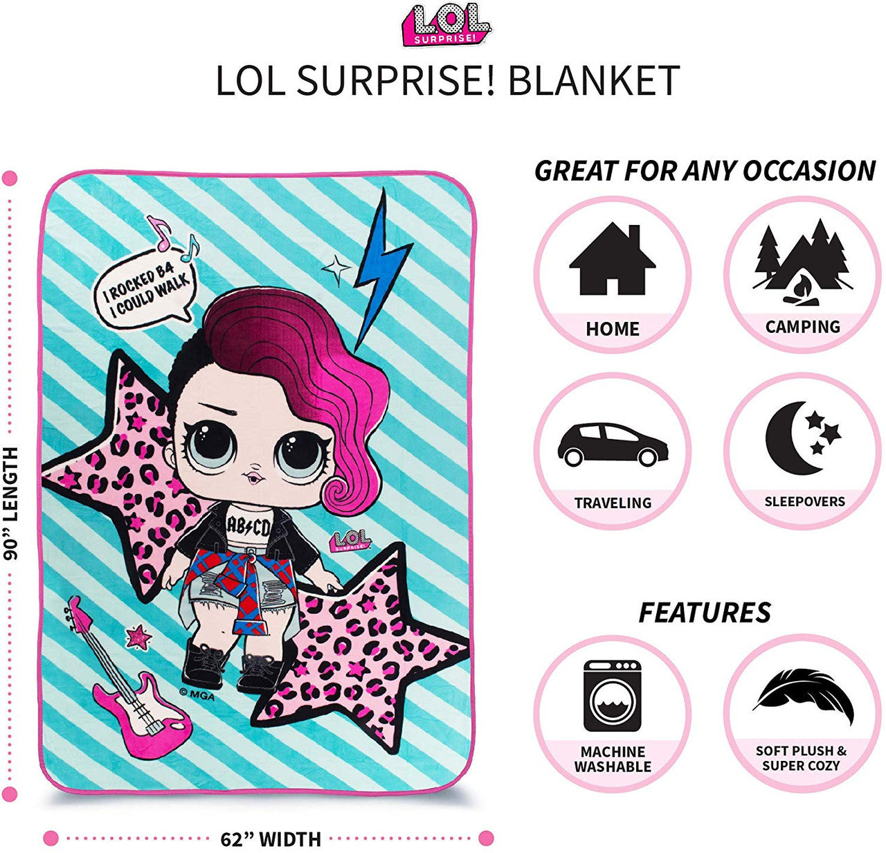 L.O.L. Surprise! ' I Rocked B4 I Could Walk' Plush Blanket