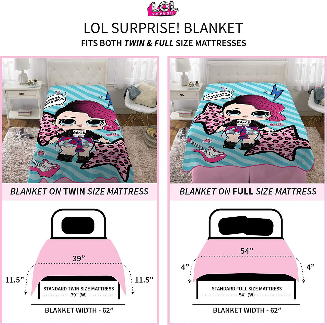 L.O.L. Surprise! ' I Rocked B4 I Could Walk' Plush Blanket