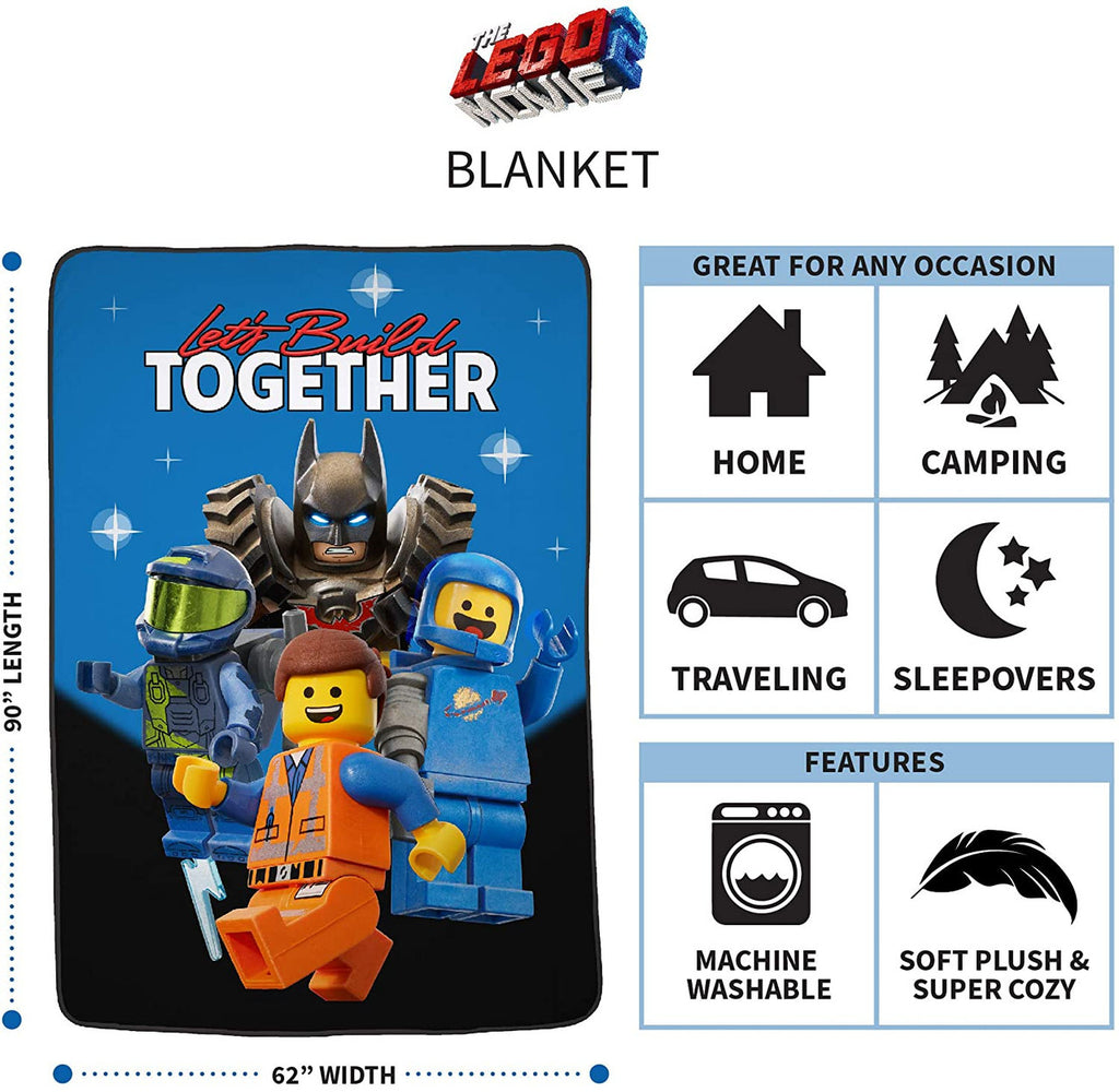 LEGO Movie 2 'Let's Build Together' Plush Blanket