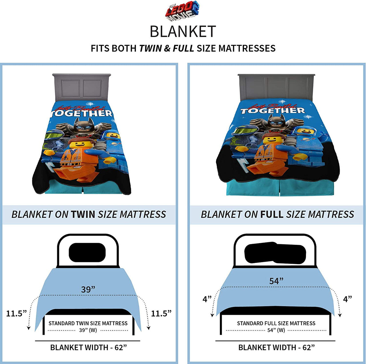 LEGO Movie 2 'Let's Build Together' Plush Blanket