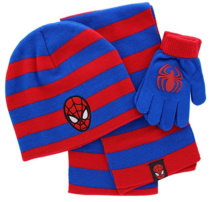 Spiderman 3 Piece Knit Hat, Scarf and Glove Set