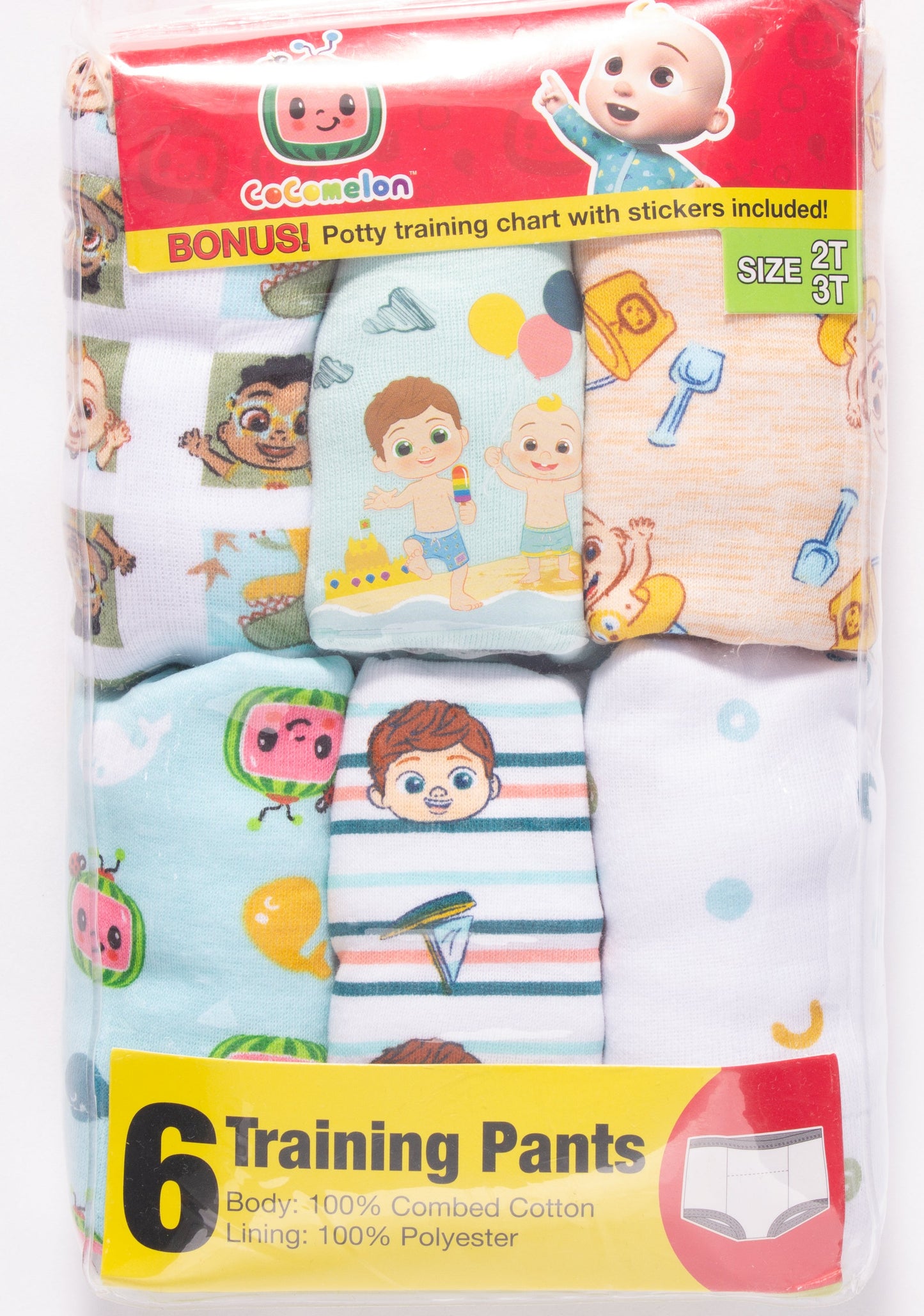 CoComelon Toddler Boys 6-Pack Potty Training Pants, JJ and Cody Underwear Set with Bonus Chart, Multicolor