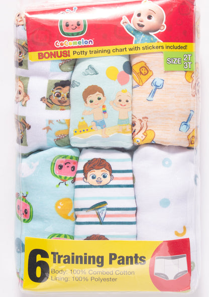 CoComelon Toddler Boys 6-Pack Potty Training Pants, JJ and Cody Underwear Set with Bonus Chart, Multicolor