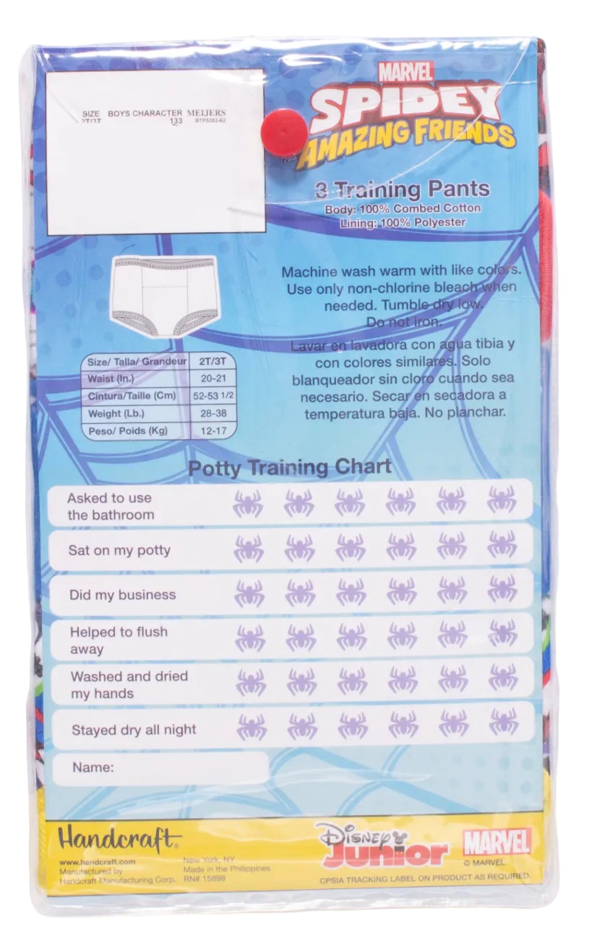 Marvel Spidey and His Amazing Friends Toddler Boys 3-Pack Potty Training Pants, Spider-Man Ghost-Spider and Hulk Underwear Set with Bonus Chart, Multicolor