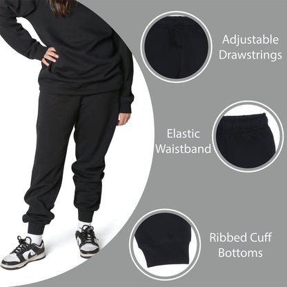 EVERYDAY KIDS Girls’ Black Cotton Fleece Sweatpants