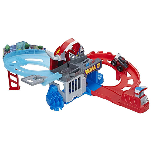 PLAYSKOOL HEROES Transformers Rescue Bots Flip Racers Chomp & Chase Raceway