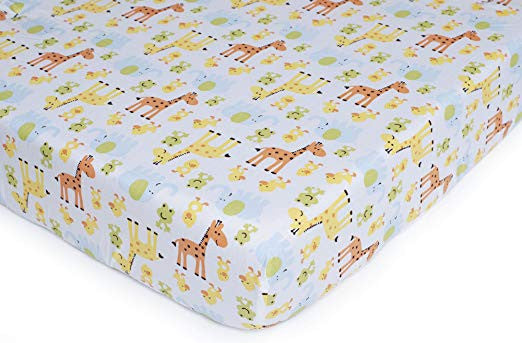 Carter's Easy Fit Printed Crib Fitted Sheet, Animal