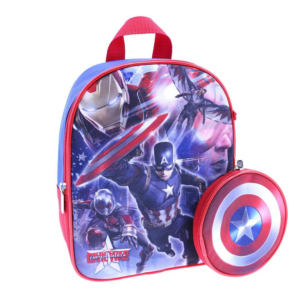 Marvel Captain America 10" Toddler Mini Backpack and Utility Case Set
