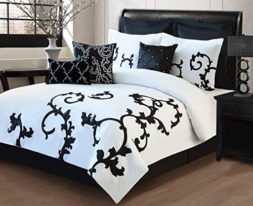 Duchess Californian King Size Black and White 9-Piece Comforter Set