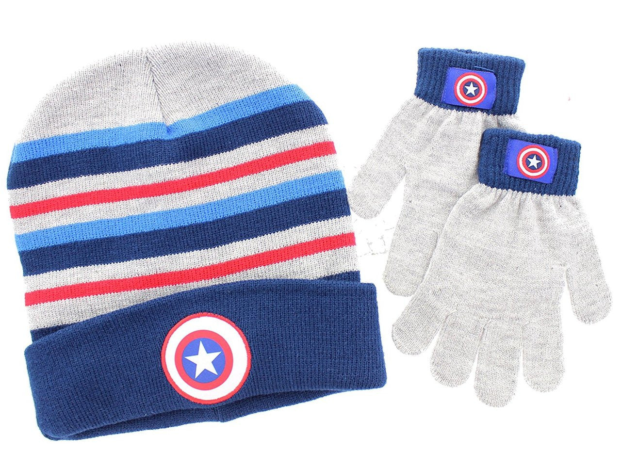 Captain America 2-Piece Knit Hat and Glove Set (Dark Blue)