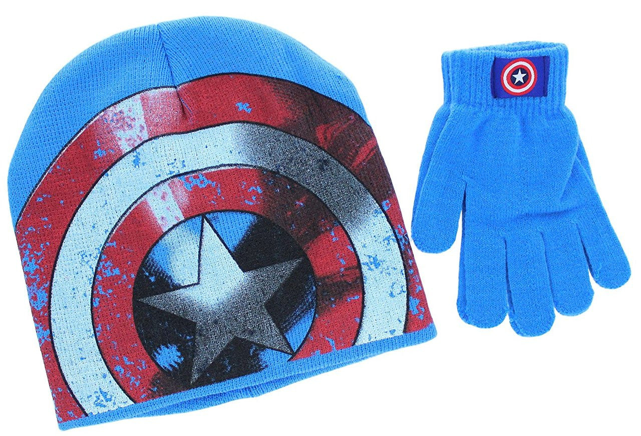 Captain America 2-Piece Knit Hat and Glove Set (Blue)