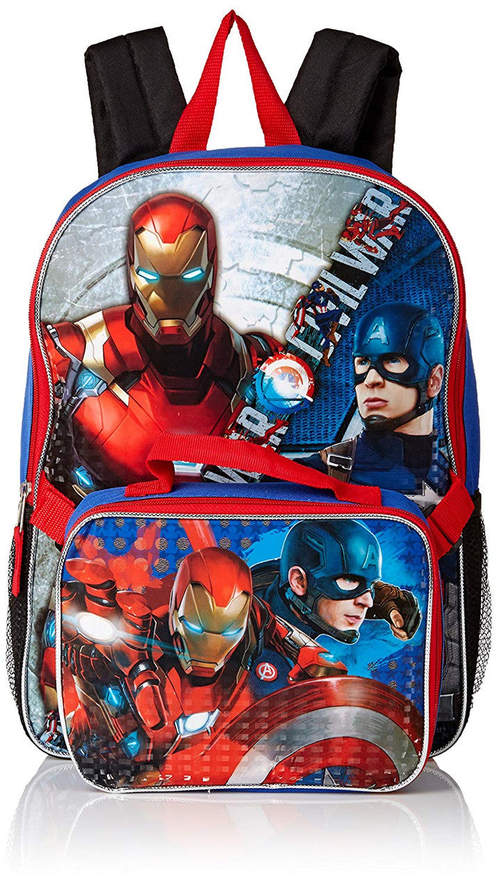 Marvel Captain America Vs. Ironman Backpack with Lunch Bag