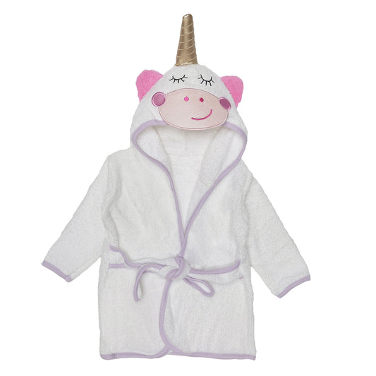 EVERYDAY KIDS Hooded Baby Toddler Bathrobe - Unicorn with Horn