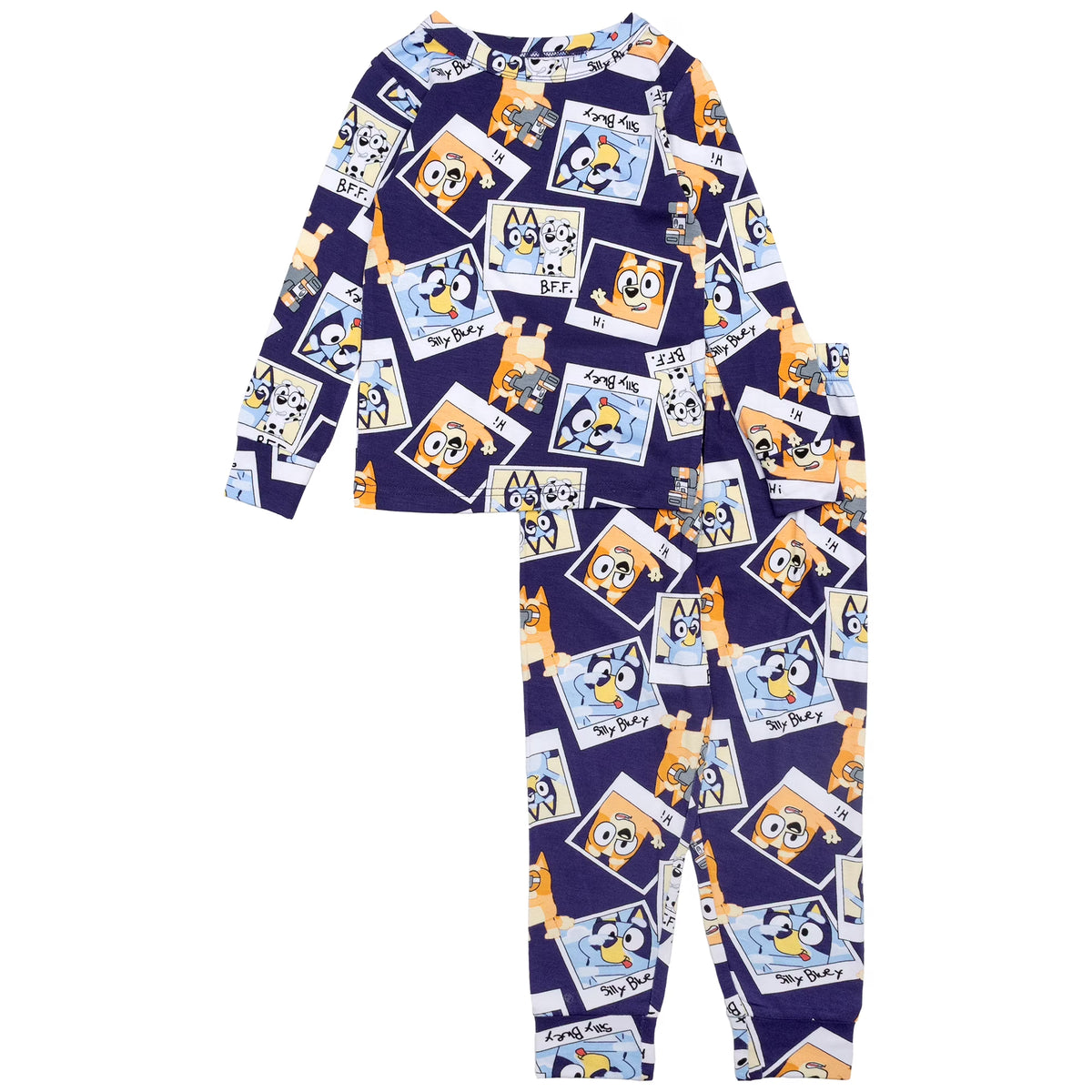Bluey Unisex Toddler Pajama Set Long Sleeve Top and Jogger Pants Snapshot Print Unisex Sleepwear Sizes 12M to 4T