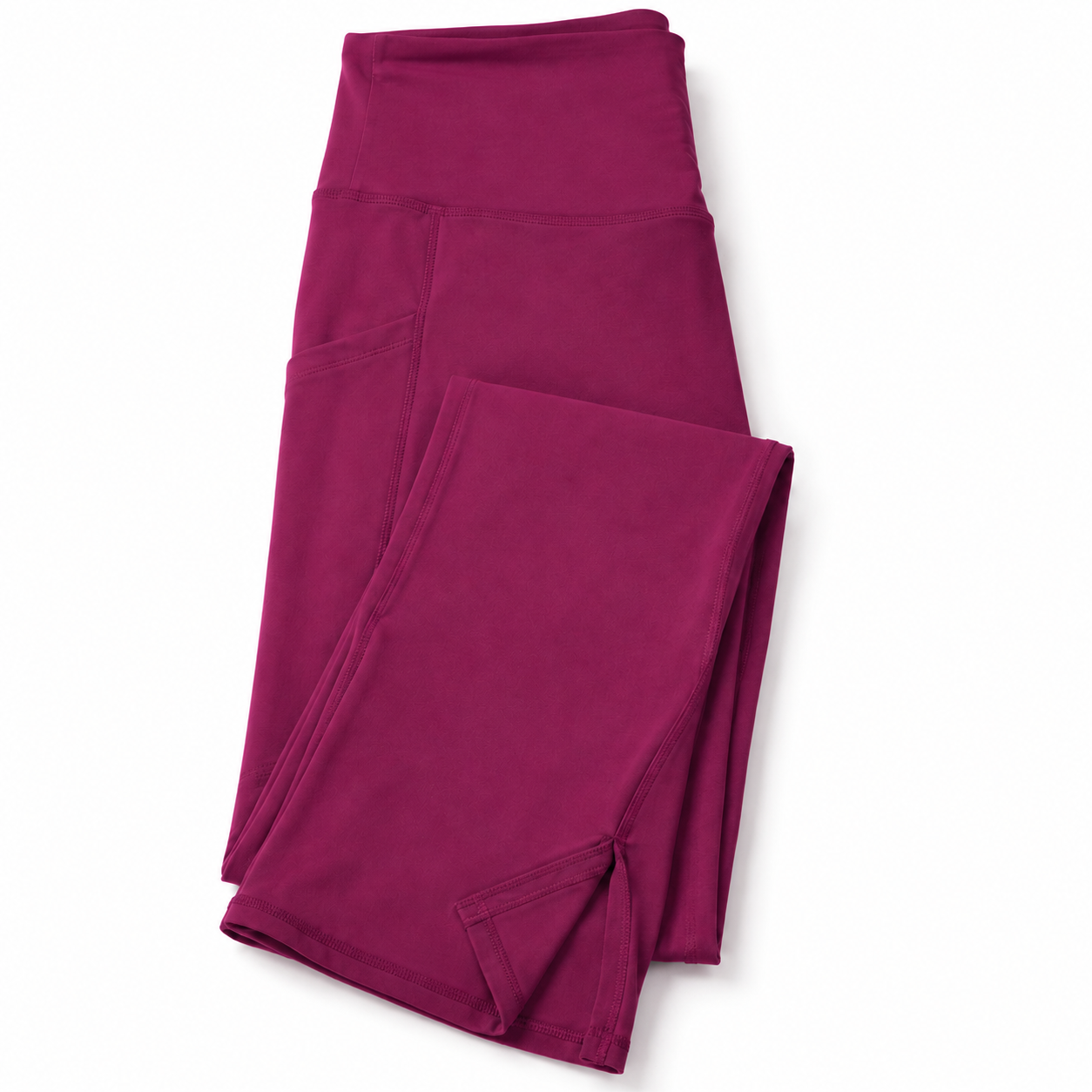 New York Laundry Women's High-Waisted Flare Yoga Pants with Side Pockets and Hem Slits, Purple