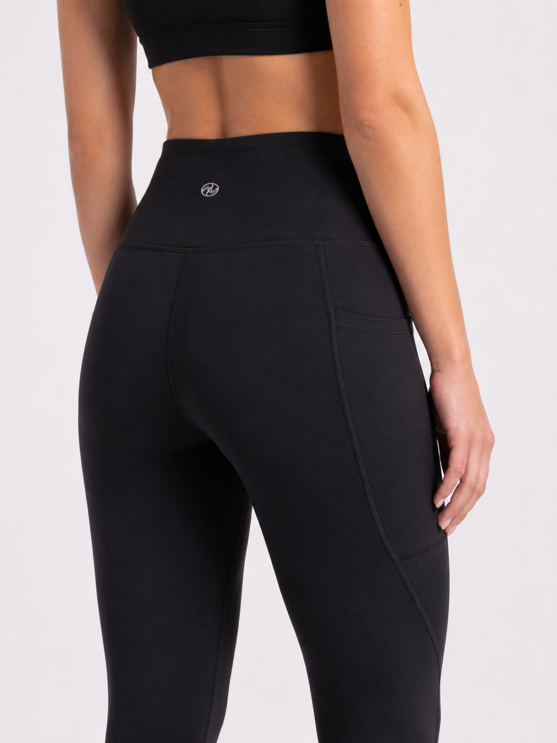 New York Laundry Women's High-Waisted Full Length Leggings with Side Pockets, Jet Black