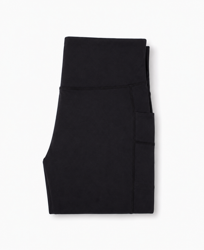 New York Laundry Women's High-Waisted Full Length Leggings with Side Pockets, Jet Black