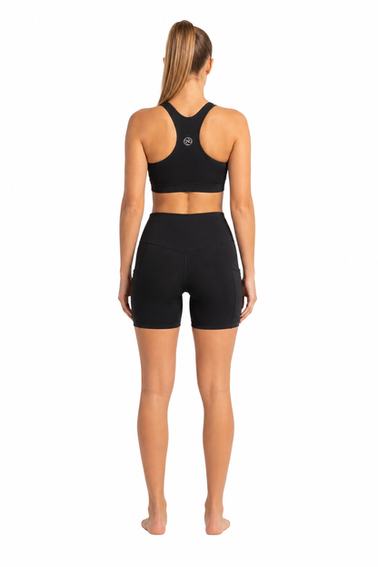 New York Laundry Women's High-Waisted Athletic Workout Set with 5" Biker Shorts, Black