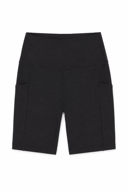 New York Laundry Women's High-Waisted Athletic Workout Set with 5" Biker Shorts, Black