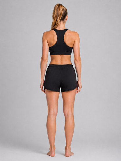 New York Laundry Women's 3-Inch Running Shorts with Drawstring Waistband and Pockets, Jet Black