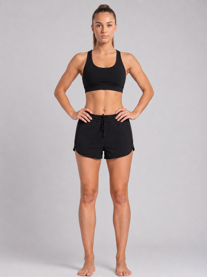New York Laundry Women's 3-Inch Running Shorts with Drawstring Waistband and Pockets, Jet Black