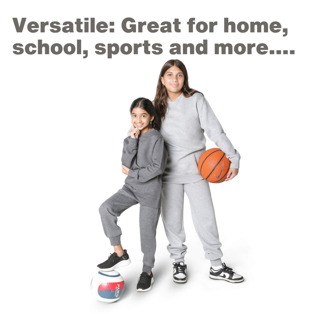 EVERYDAY KIDS Girls’ Fleece Charcoal Gray Crewneck Sweatshirt