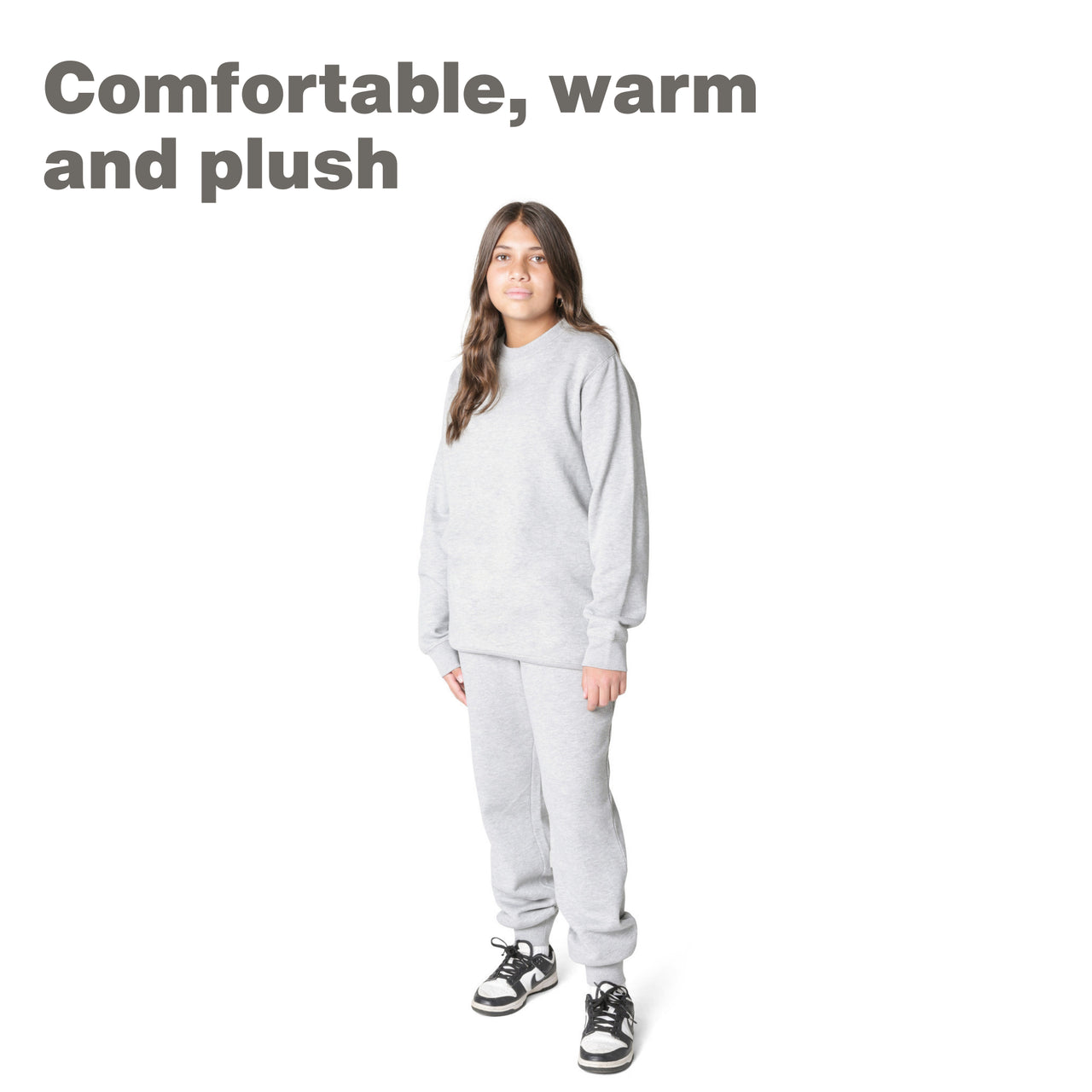 EVERYDAY KIDS Girls’ Fleece Heather Gray Crewneck Sweatshirt