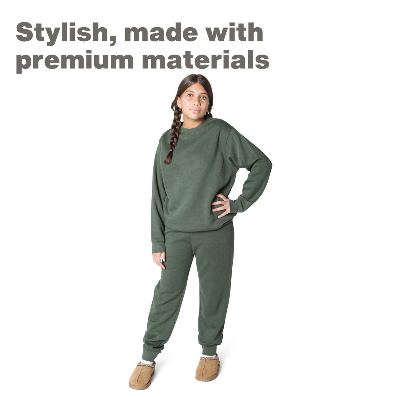 EVERYDAY KIDS Girls’ Green Cotton Fleece Sweatpants