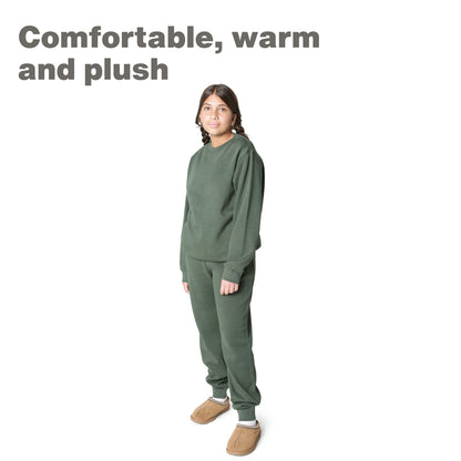 EVERYDAY KIDS Girls’ Green Cotton Fleece Sweatpants