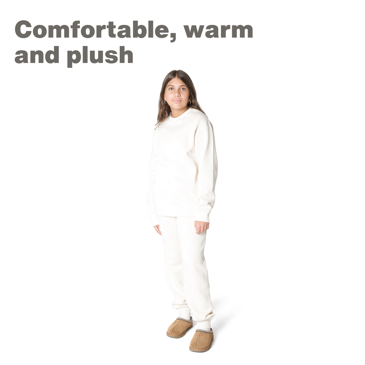 EVERYDAY KIDS Girls’ Off-White Cotton Fleece Sweatpants