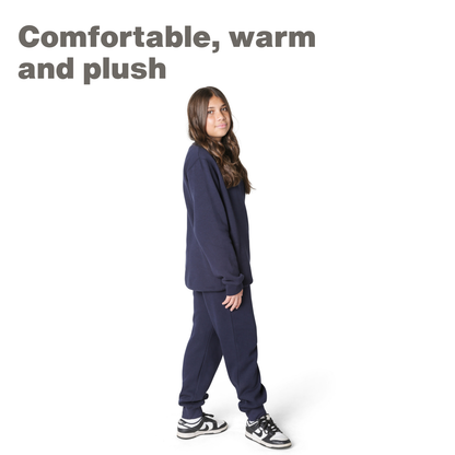 EVERYDAY KIDS Girls’ Fleece Navy Blue Crewneck Sweatshirt