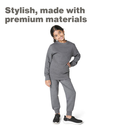 EVERYDAY KIDS Girls’ Charcoal Gray Cotton Fleece Sweatpants