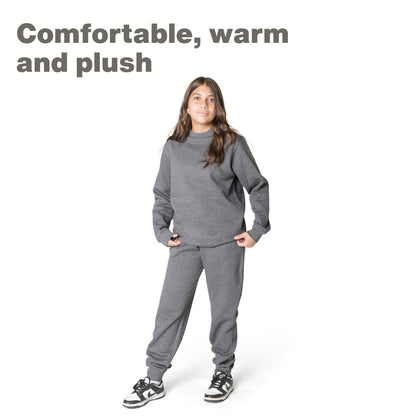 EVERYDAY KIDS Girls’ Charcoal Gray Cotton Fleece Sweatpants