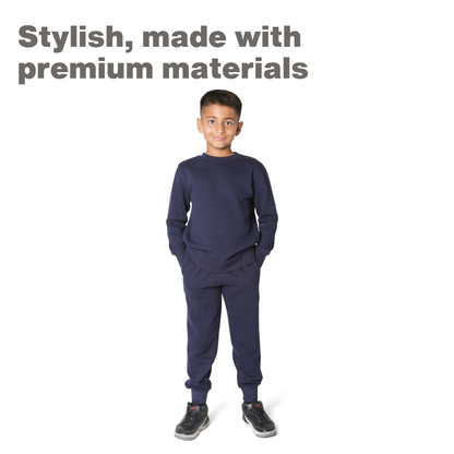 EVERYDAY KIDS Boys’ Fleece Navy Blue Crewneck Sweatshirt