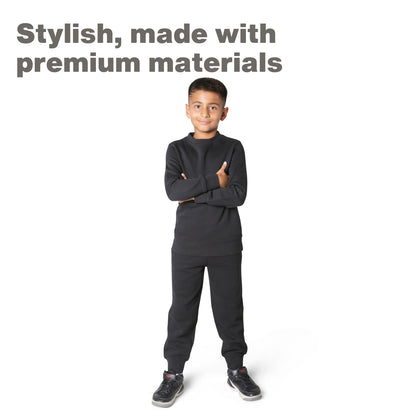 EVERYDAY KIDS Boys’ Fleece Black Crewneck Sweatshirt