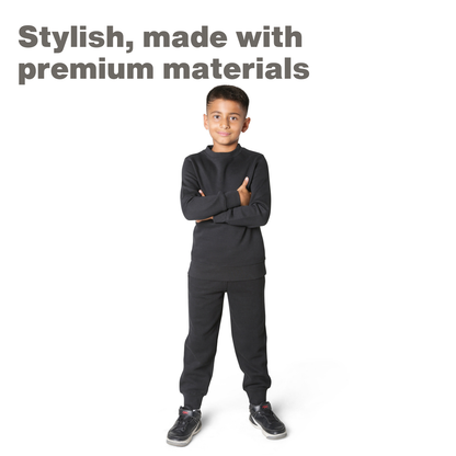 EVERYDAY KIDS Boys Black Cotton Fleece Sweatpants Joggers with Pockets