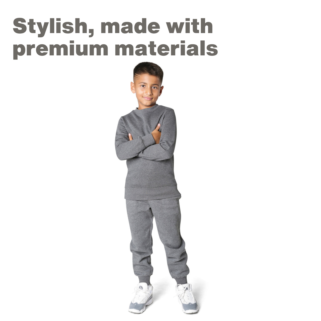 EVERYDAY KIDS Boys Charcoal Gray Cotton Fleece Sweatpants Joggers with Pockets
