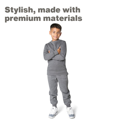 EVERYDAY KIDS Boys Charcoal Gray Cotton Fleece Sweatpants Joggers with Pockets